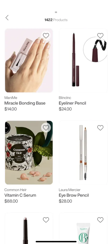 products catalog on mobile